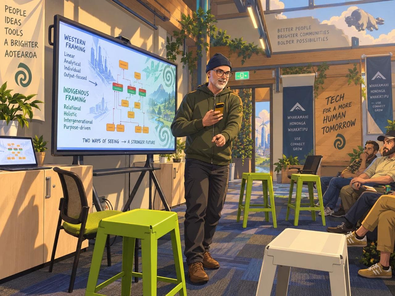 September event visual showing a presentation on Western and Indigenous framing