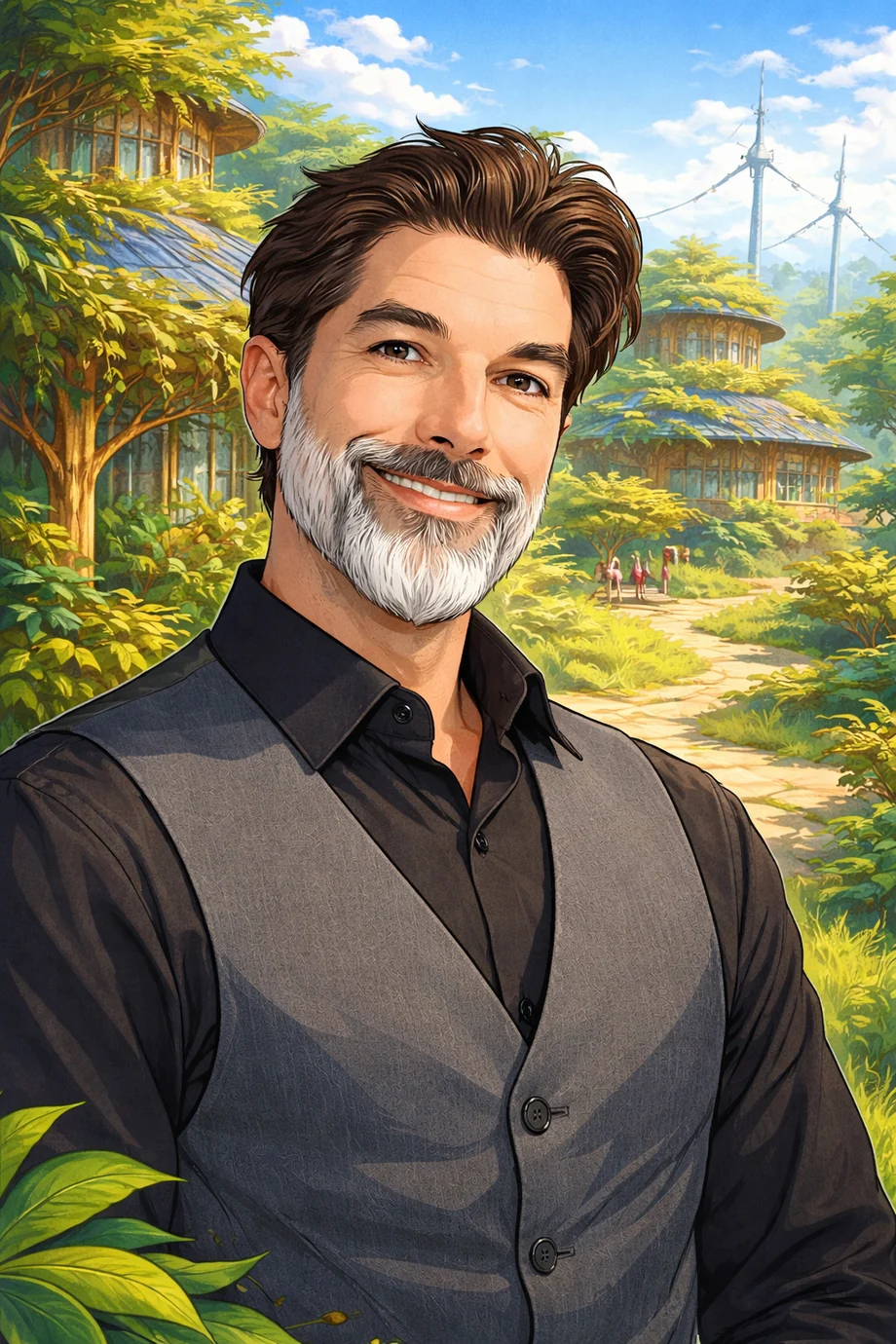 Illustrated portrait of Caelan Huntress